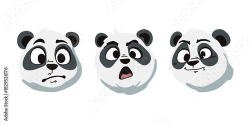 cute panda displaying multiple surprised facial reactions