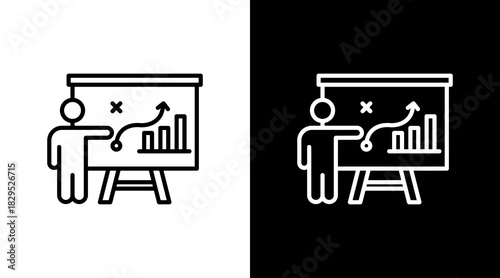 Sales Strategy White Icon Set Design