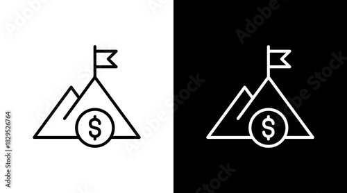 Financial Achievement White Icon Set Design