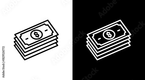 Money Stack White Icon Set Design