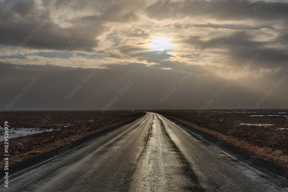 Fototapeta premium road in the sunset