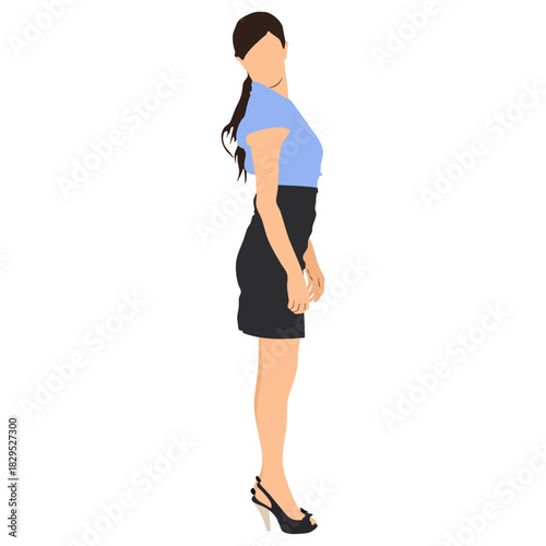 Woman in a business suit vector illustration. Young confident woman full length portrait. 