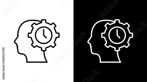 Time Management White Icon Set Design