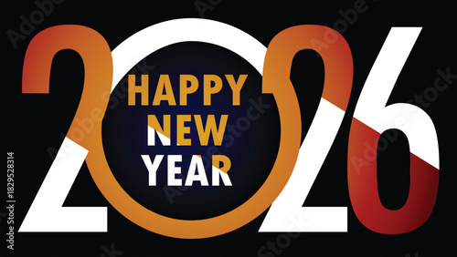 Modern 2026 Banner Template in Orange, White, and Red for Business and Corporate Greetings