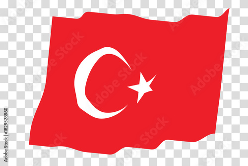 Waving Flag of Turkey. Turkish national symbol in official colors. Template icon. Abstract vector background. Fluttering effect.