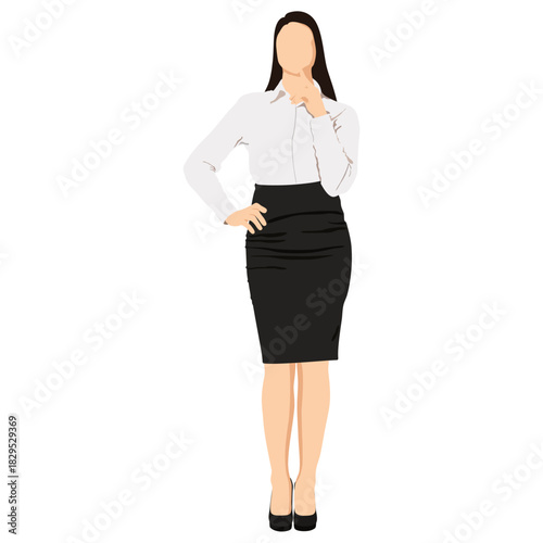 A young businesswoman standing full length portrait isolated on white background.