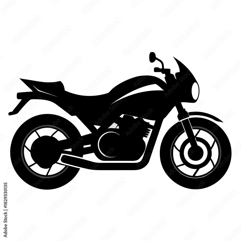 Fototapeta premium Motorbike vector clean black silhouette design white background