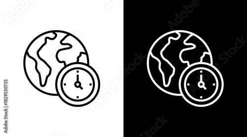 Earth Hour White Icon Set Design