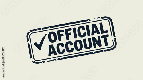 A dark blue official account stamp with a check mark on a light beige background in a rectangular frame