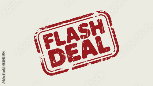 A red flash deal stamp with a grunge effect on a white background promotional marketing limited time offer