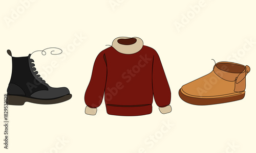 Cozy Winter Fashion Line Art Collection