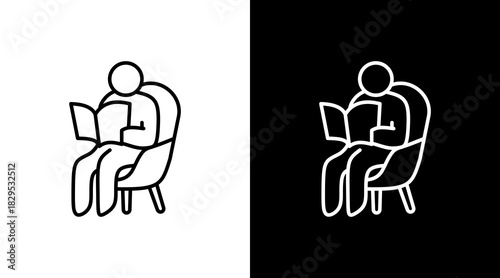 Reading Chair White Icon Set Design