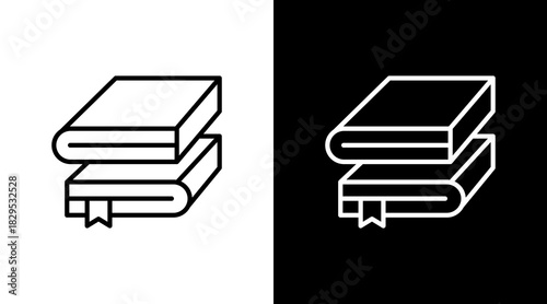 Book Stack White Icon Set Design