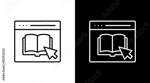 Digital Book White Icon Set Design