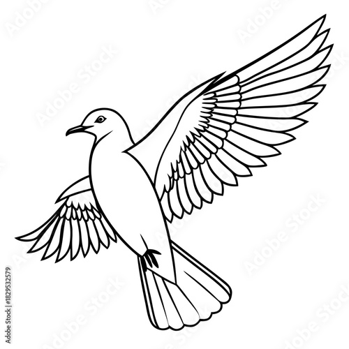 Elegant dove soars gracefully, a symbol of peace and freedom, perfect for designs needing a touch of serenity and ethereal beauty, originally a scalable graphic
