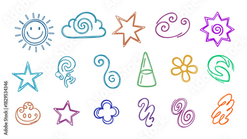 Set of Random Abstract Doodles Art - Random Shapes Doodle Art