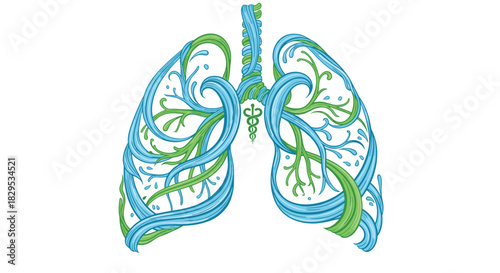 Artistic Representation of Human Lungs with Intricate Branching Patterns, Generative AI.