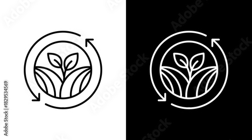 Sustainable Agriculture White Icon Set Design