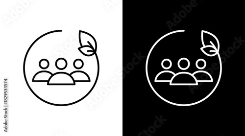 Green Society White Icon Set Design