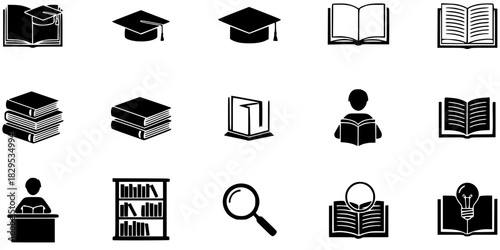 Open Book Graduation Cap Education Icon Vector