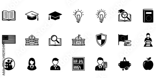 Open Book Graduation Cap Education Icon Vector