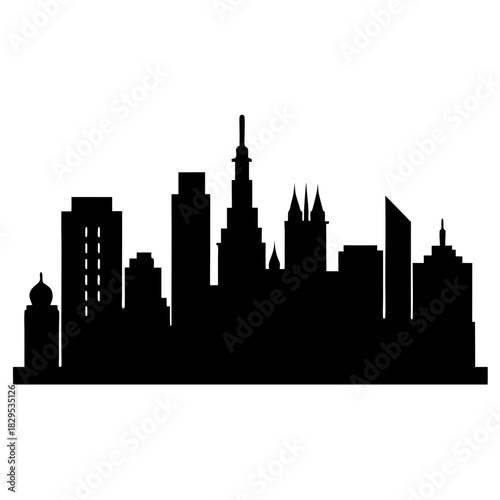skyline vector clean black silhouette design white background