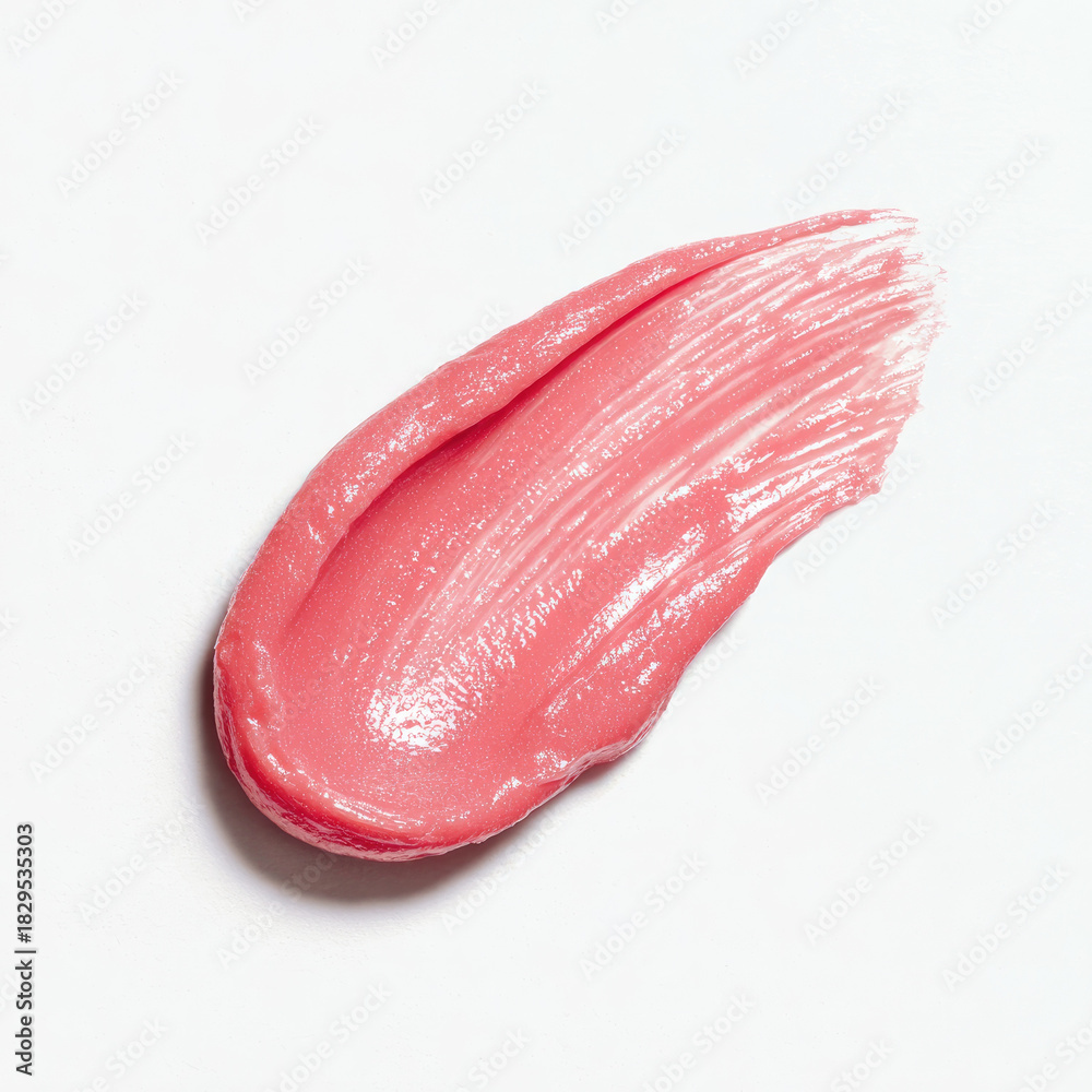 Fototapeta premium Pink peach beauty product sample with smooth texture
