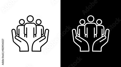 Community Support White Icon Set Design