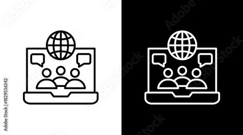 Online Forumr White Icon Set Design