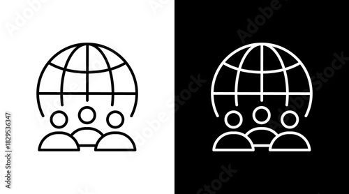 Global Community White Icon Set Design