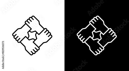 United Hands White Icon Set Design