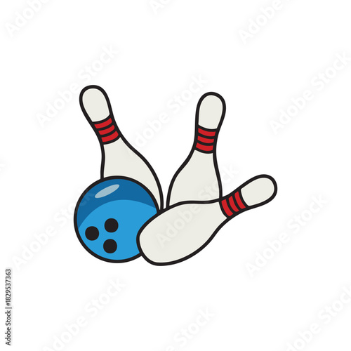 Bowling balls and pins vector illustration