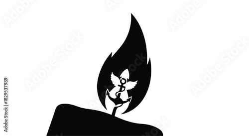 Symbol of hope and resilience with a glowing flame and anchor motif