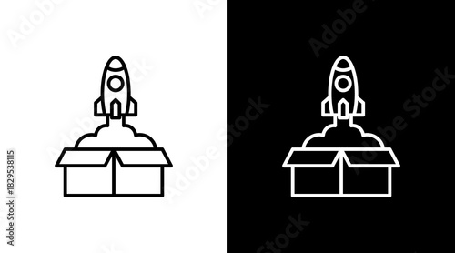 Product Launch Hype White Icon Set Design