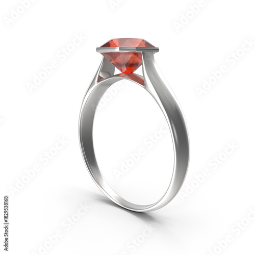 Elegant silver ring with asscher cut amber gemstone and soft reflections