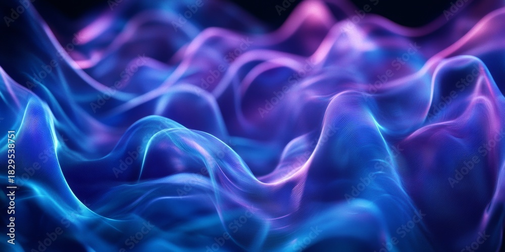 Obraz premium Vibrant purple and blue digital waves forming a mesmerizing pattern.