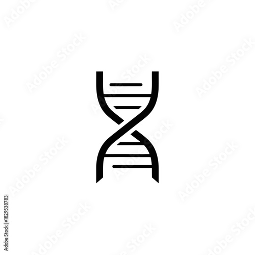 Minimalist flat design logo of simple black and white icon representing a dna double helix structure vector template