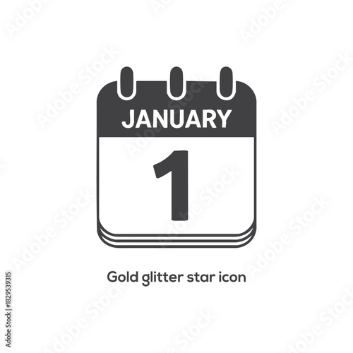 January first calendar page icon, minimalist New Year date reminder symbol for holiday planners, greeting cards, vector illustration design