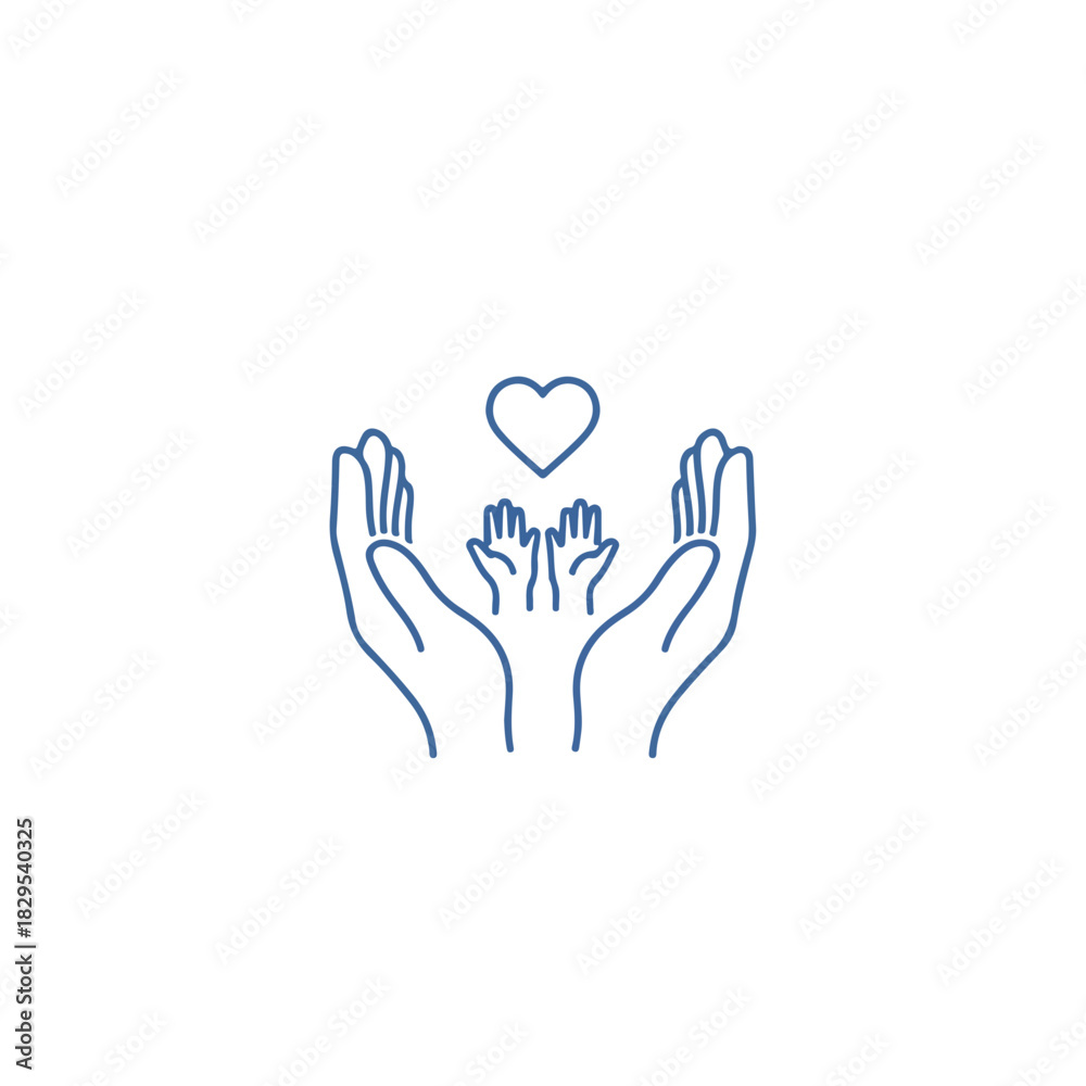 Fototapeta premium Adoption pets concept: gentle hands surrounding tiny paws with loving heart above. Adoption pets concept illustrates compassion and care, ideal for raising awareness about animal shelters.