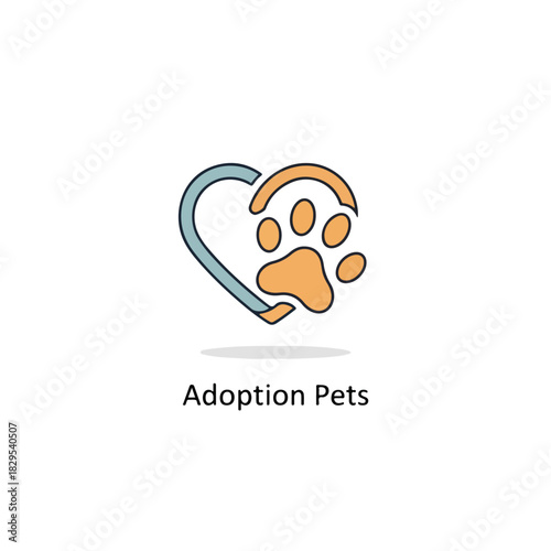 Adoption pets shown with paw print in heart shape, adorable adoption pets symbol on plain background. Finding adoption pets can be simple with correct resources.