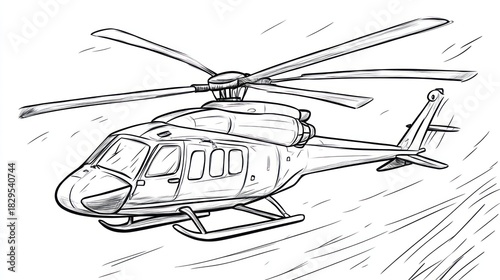 Black and white helicopter drawing