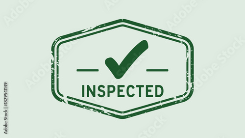 A green inspected stamp with a check mark in the middle on a light green background with a grunge effect