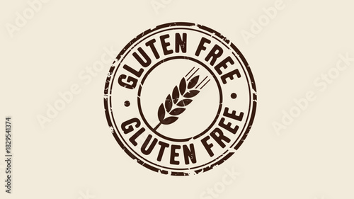 A gluten free stamp with a wheat stalk in the center of the circle and the words gluten free around it