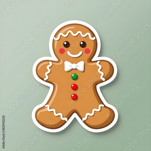 Sticker Ginger bread cookie, Christmas style, isolated