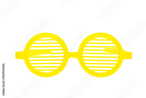 Children's toy plastic yellow glasses on white