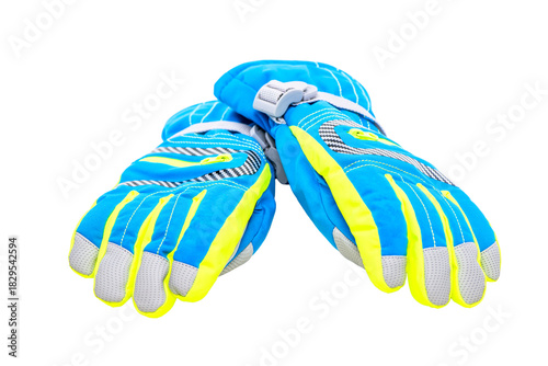 Winter insulated children's gloves on white