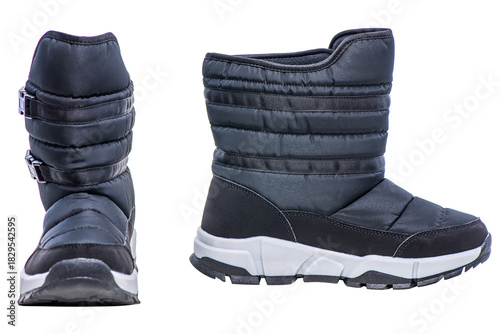 Winter insulated children's boots on white