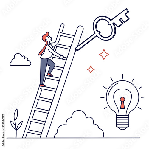 Create your own opportunity business vector concept. Symbol of self development, growth, success, achievement. Minimal design eps10 illustration.