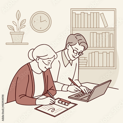 Senior couple caring for pension calculating retirement savings planning financial investment profit