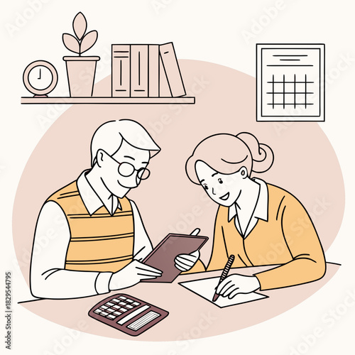 Senior couple caring for pension calculating retirement savings planning financial investment profit